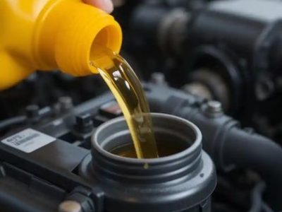 در حال پر کردن روغن موتور